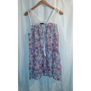 SIGNATURE STUDIO Floral Lace Yoke Tiered Babydoll Dress Size L